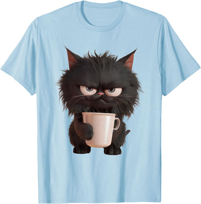 DIOTHENA Grumpy Coffee & Cat Lover Outfits Grumpy Coffee Cat Mom and Dad Morning Coffe with Cats T-Shirt