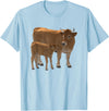 Bauernhof-Tiere von CSForest Aubrac Cow and Aubrac Calf Cattle Farm Animals T-Shirt - Baby Blue