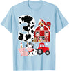3 Birthday Farm 3 Years Old 3rd Bday Party Supply Farm Barnyard Theme Pig Cow Horse 3rd Birthday 3 Yrs Old T-Shirt - Baby Blue