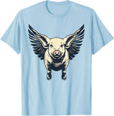 Flying Pig With Wings Design Flying Pig With Wings Fly Pig Lovers T-Shirt - Baby Blue