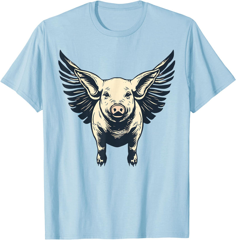 Flying Pig With Wings Design Flying Pig With Wings Fly Pig Lovers T-Shirt - Baby Blue