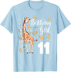 Giraffe Birthday Party by LazyPanda Giraffe 11th Birthday Girl 11 Years Old Giraffe Lover T-Shirt - Baby Blue