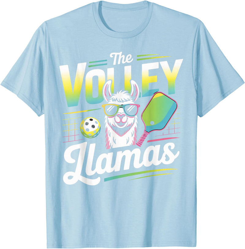 CharlIan Minds - LlamaLovers The Volley Llamas Pickleball Funny Llama T-Shirt - Baby Blue