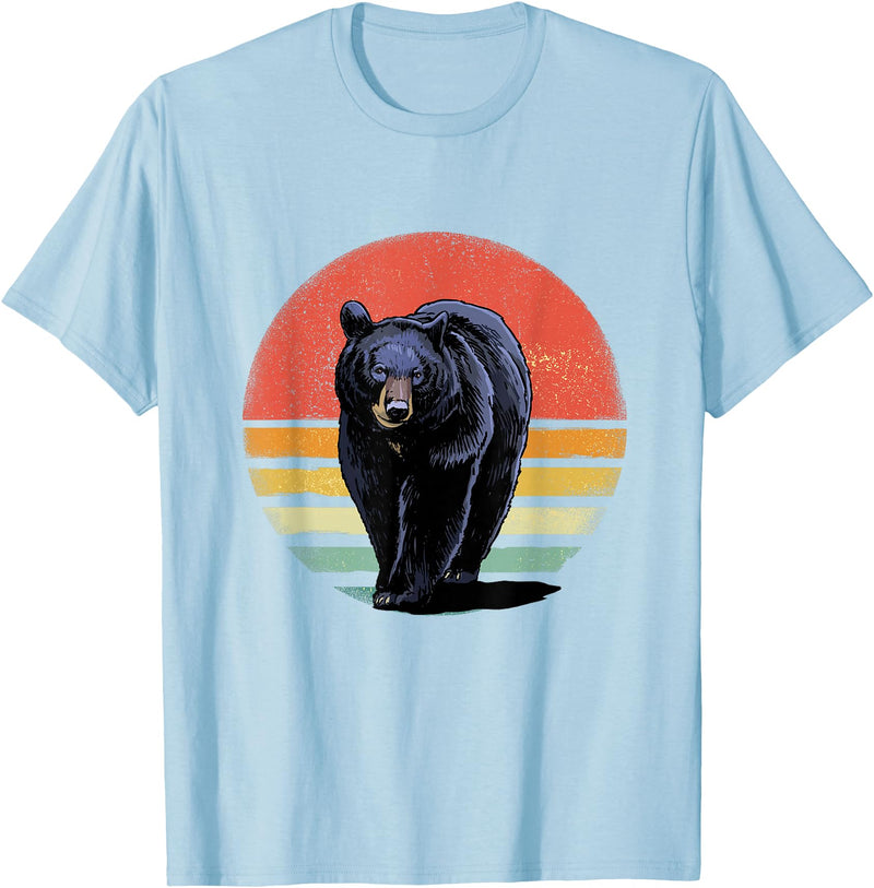 Wowsome! Retro Vintage Black Bear T-Shirt - Baby Blue