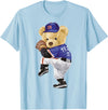 BERSLL Cute Teddy Bear Baseball Jug Sweatshirt T-Shirt - Baby Blue
