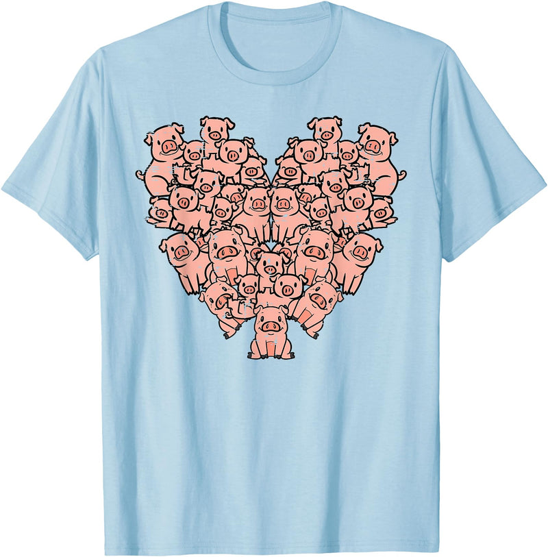 Pig Lover Shirts For Men Women Kids Pigs Heart Shape Cute Love Hog Swine Girls Kids Women Men T-Shirt - Baby Blue