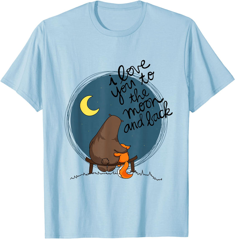 Little Squirrel Designs Cute I Love You To The Moon And Back Bear & Squirrel T Shirt T-Shirt - Baby Blue