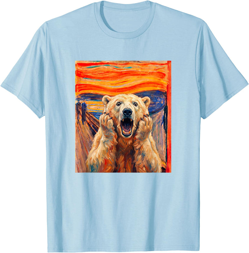 Polar Bears Polar Bear the scream meme The Scream Art Funny Polar Bear Meme T-Shirt - Baby Blue