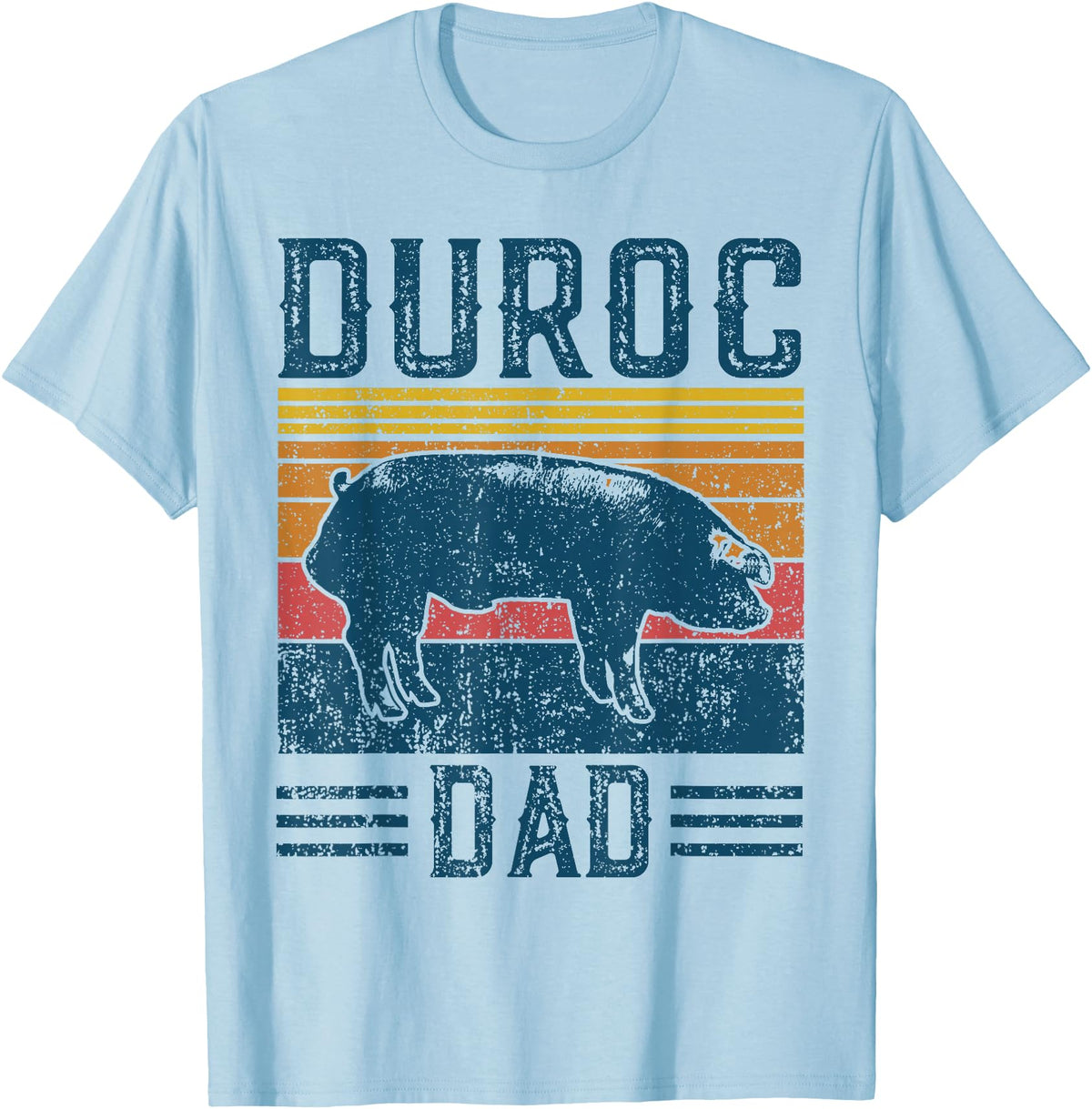 Retro Duroc Farmer Gift for Men Farming Breed - Vintage Duroc Pig Dad T-Shirt - Baby Blue
