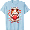 Cute Guinea Pig Apparel for Women Kids Guinea Pig Holding Heart Valentine's Day Cute Valentine T-Shirt - Baby Blue
