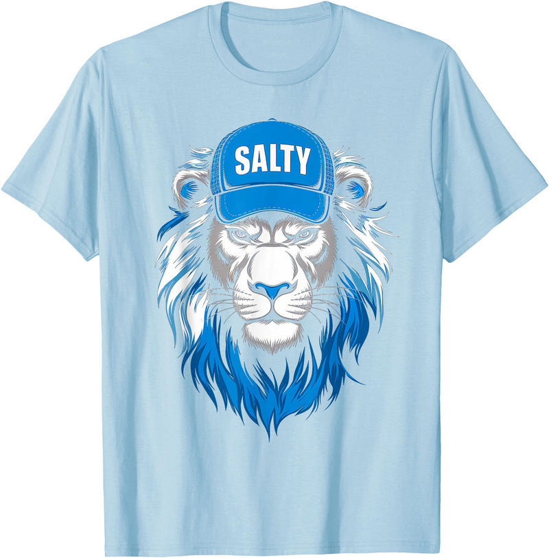 I Liked The Lions Before It Was Cool Tees Blue Lions Salty Wearing Hat Salty Cool Lions Strong Lions T-Shirt - Baby Blue
