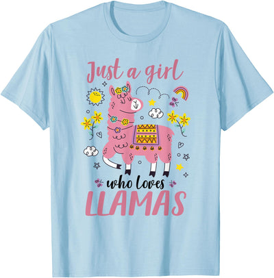 Llama Shirt Kids Girls Toddler Just A Girl Who Loves Llamas T-Shirt