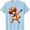 Funny Giraffe Lover Dabbing Giraffe with Sunglasses T-Shirt - Baby Blue