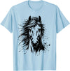 Horse Art For Men Women Kids Horse Portrait Equestrian Horseback Riding Horse Lover Unisex-Adults Kids T-Shirt Grey Small Classic Fit Crew Neck Short Sleeve - Baby Blue