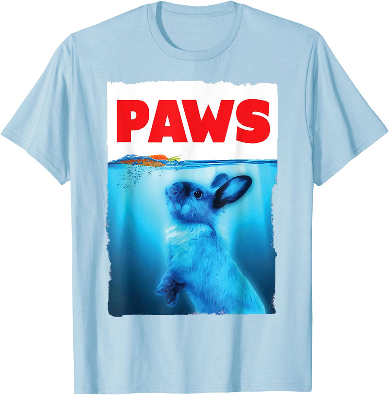 Paws Rabbit Bunny and Carrot Top, Cute Funny Rabbit Lover T-Shirt in Baby Blue