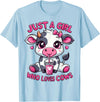 Cute Cow Lover Cow Just A Girl Who Loves Cows T-Shirt - Baby Blue