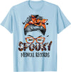 TeeaxArt Spooky Halloween Gifts Messy Bun Spooky Medical Records Pumpkin Halloween Bat T-Shirt - Baby Blue