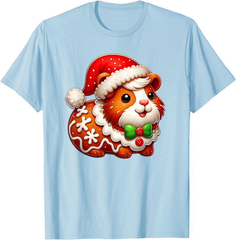 Guinea Pig Lover Christmas Cookie Outfits Boy Girl Funny Gingerbread Man Guinea Pig Christmas Womens Mens Kids T-Shirt - Baby Blue