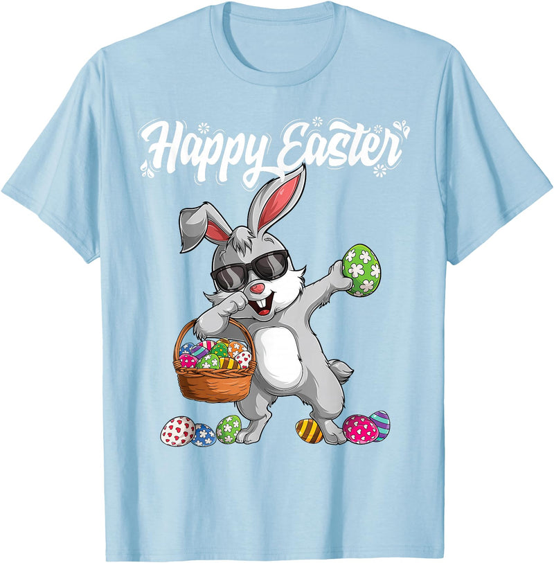 Dabbing Rabbit Easter Day Eggs Dab Boys Girls Kid Gift Bunny T-Shirt in Baby Blue