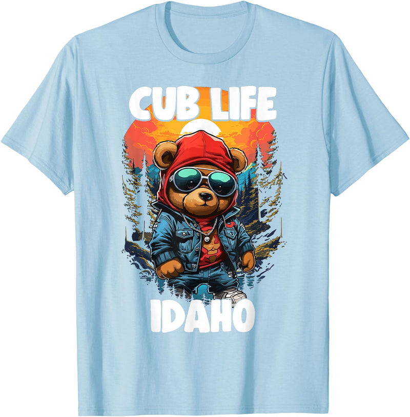 Funny Bear Aesthetic Merch Nature Artwork Idaho Grizzly Brown Bear Cub Tshirt For Kids Women T-Shirt - Baby Blue