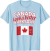Cold North Canada Flag Apparel Co. Canada Looks Better Everyday Design Funny Canadian Flag T-Shirt - Baby Blue