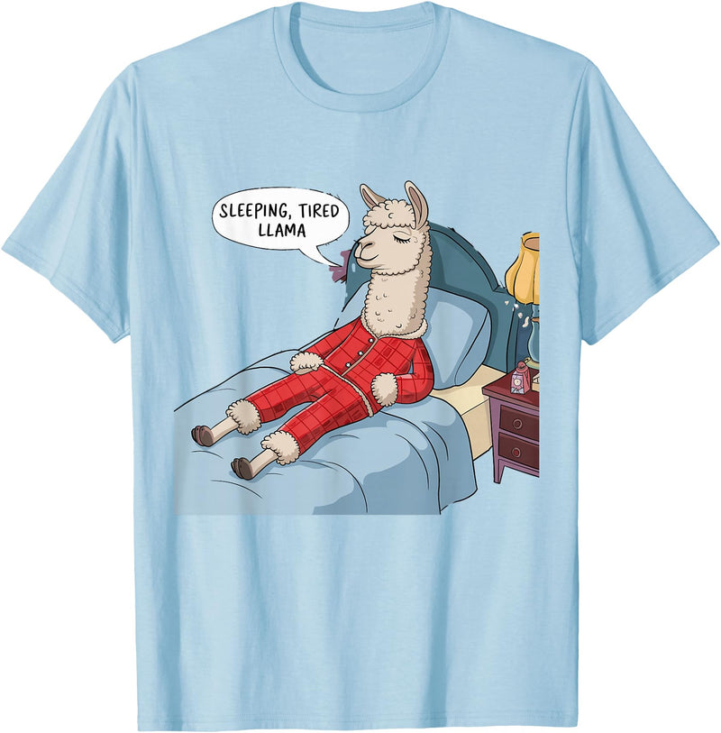 Alpaca shirt Family Llama Pjs Clothes Alpaca Llama with Red Buffalo Plaid Pajamas Girl Boy Llama T-Shirt - Baby Blue