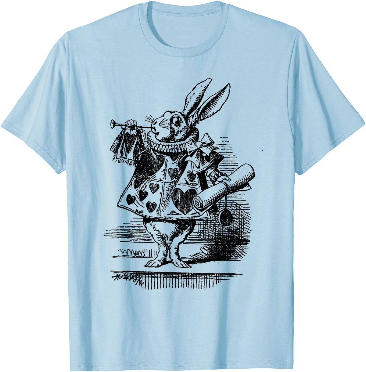 Cute Rabbit Lover Bunny Graphic T-Shirt (Slate Grey) in Baby Blue