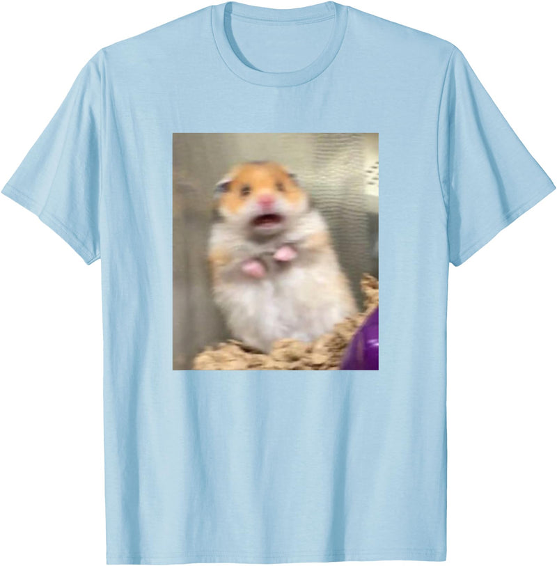 Scared Hamster Meme Funny Pet Owner Dank Trendy T-Shirt - Baby Blue