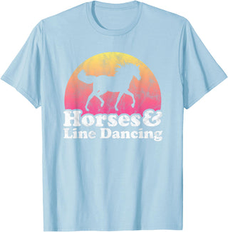 Horses and Line Dancing Apparel Co Horse and Line Dancing Women or Girls Horses T-Shirt - Baby Blue