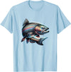 Steelhead Fishing - Unisex Adults & Kids Fishing T-Shirt - Black - Small - Short Sleeve - Cotton & Polyester - Modern Fish Graphic - Crew Neck - Regular Fit - Pull On - Imported - Baby Blue