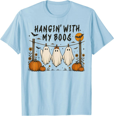 Retro Hangin’ With My Boos Funny Ghost Halloween T-Shirt