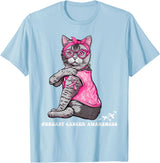 Nad-In October We Wear Pink Funny Cat Pink Ribbon In October We Wear Pink Breast Cancer T-Shirt