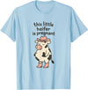 Funny Western Cow Pregnancy Announcement Thanksgiving Pregnancy Announcement Funny Cowgirl Mama to Be T-Shirt - Baby Blue
