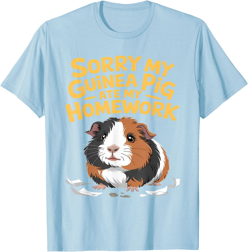 Sorry My Guinea Pig ate my Homework Kids School Sorry My Guinea Pig Ate My Homework Funny Pet Rodent Hamster T-Shirt - Baby Blue