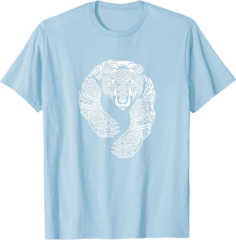 CELTIC KNOTWORK TRIBAL TATTOO BEAR TEES CELTIC KNOTWORK TRIBAL TATTOO BEAR T-SHIRT T-Shirt - Baby Blue