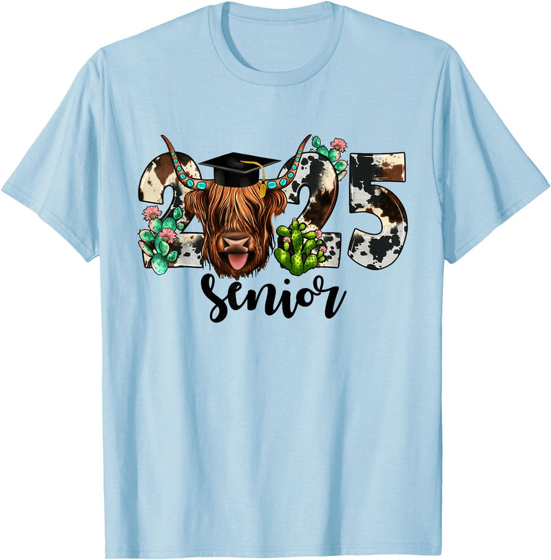 Cow 2025 Senior Class Of 2025 Graduation 2025 T-Shirt - Baby Blue