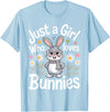 Bunny Art for Women Girls Mom Rabbit Hare Easter Bunny T-Shirt in Baby Blue
