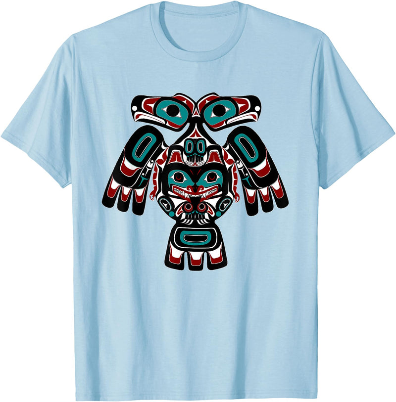 Tribal America Alaska Native American Indian Tlingit Eagle Bear Clan Spirit T-Shirt - Baby Blue