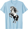 Urban Empyre Shire Horse White Equestrian Rearing T-Shirt - Straight - Baby Blue