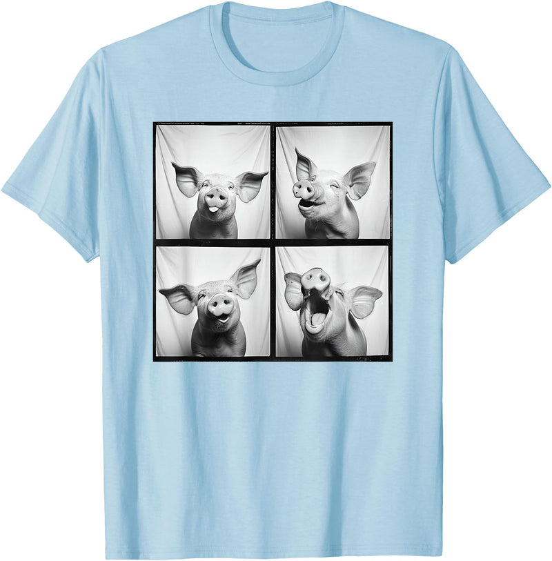 Piglet Farm Nature Photography Men Women Kids Happy Pig Face Portrait Hog Farmer Funny Farm Animal T-Shirt - Baby Blue