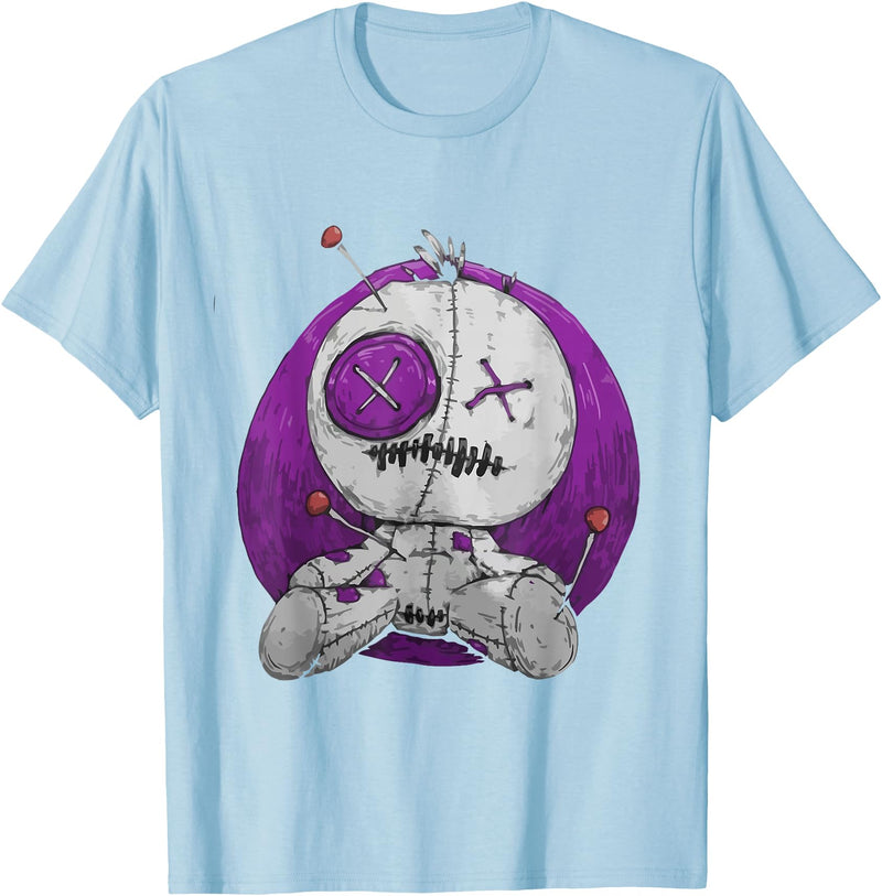 E-Girl Aesthetic Clothes Soft Grunge Clothing Scary Funny Graphic Voodoo Doll Teddy-Bear Halloween Gothic T-Shirt - Baby Blue