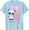 Birthday Gifts for Girls by Content Design Studio Birthday Girl 8 Panda Pink Balloons T-Shirt - Baby Blue