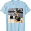 Hamster Deadlift Training Funny Cute Rat Weightlifting Meme T-Shirt - Baby Blue