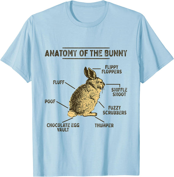 Anatomy of the Bunny Rabbit Easter Lover T-Shirt in Baby Blue