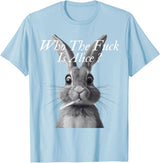 Retro Who the F_ck Is Alice Funny Rabbit T-Shirt in Baby Blue