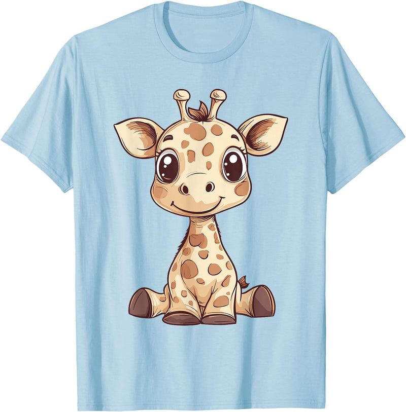 Cute Giraffe for Kids Design Kids Giraffe T-Shirt - Baby Blue