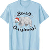 ChescaMade Christmas Apparel Beary Christmas Cute Polar Bear In Santa Hat T-Shirt - Baby Blue