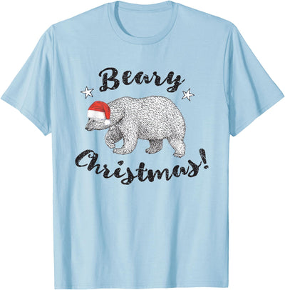 ChescaMade Christmas Apparel Beary Christmas Cute Polar Bear In Santa Hat T-Shirt