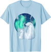 Northern Aurora Borealis Lights Designs Northern Aurora Borealis Lights Cute Polar Mother Bear Cub T-Shirt - Baby Blue