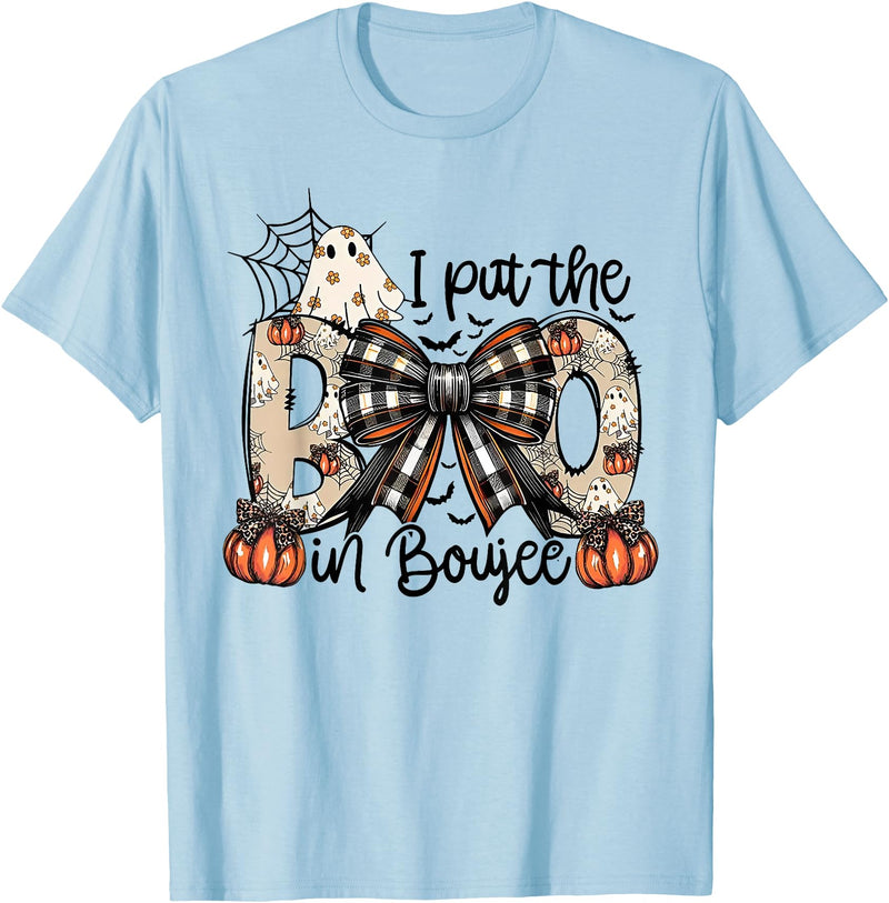 Funny I Put The In Boujee Tee Shirt I Put The In Boujee Bow Halloween T-Shirt - Baby Blue